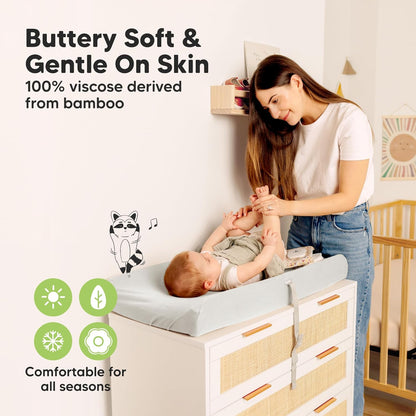 2-Pack Baby Changing Pad Covers for Girl, Boy, Neutral - Soft Viscose Derived from Bamboo Changing Table Pad Cover Sheets, Baby Nursery Diaper Changing Pad Cover, Contour Changing Pad Liner (Sage)