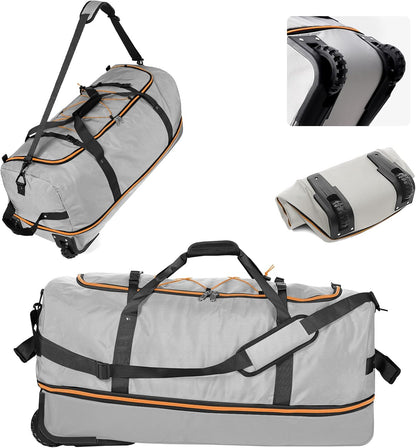 CONTAIL 32" Soft-Sided Rolling Duffle Bag with 2 Wheels,Expandable from 110L to 140L, Foldable Travel Duffel with Multiple Compartments,Grey