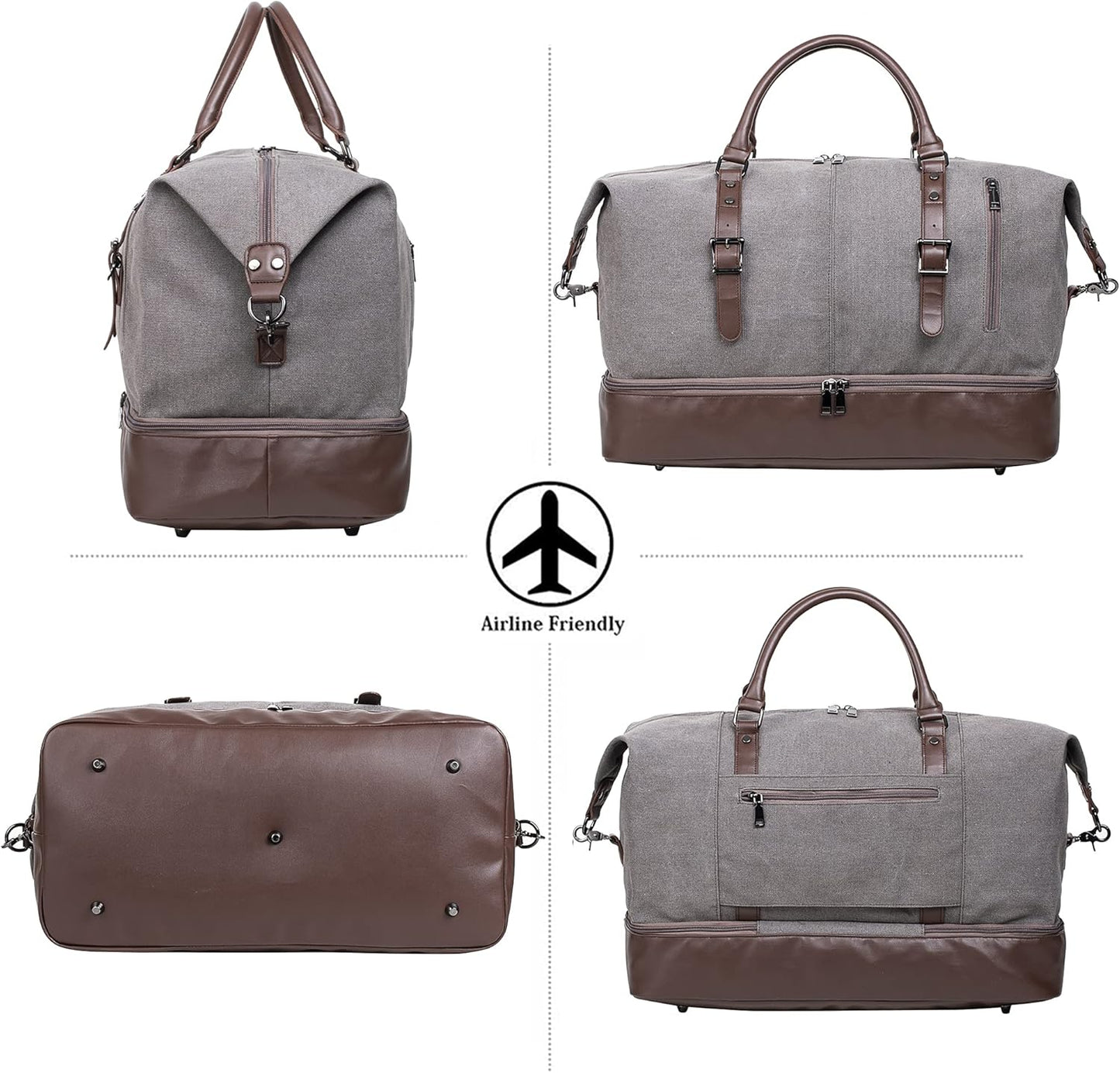 Weekender Overnight Bag Carry On Bag Travel Bag with Shoe Pouch