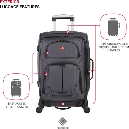 SwissGear Sion Softside Expandable Luggage, Dark Grey, 2-Piece Set (21/25)