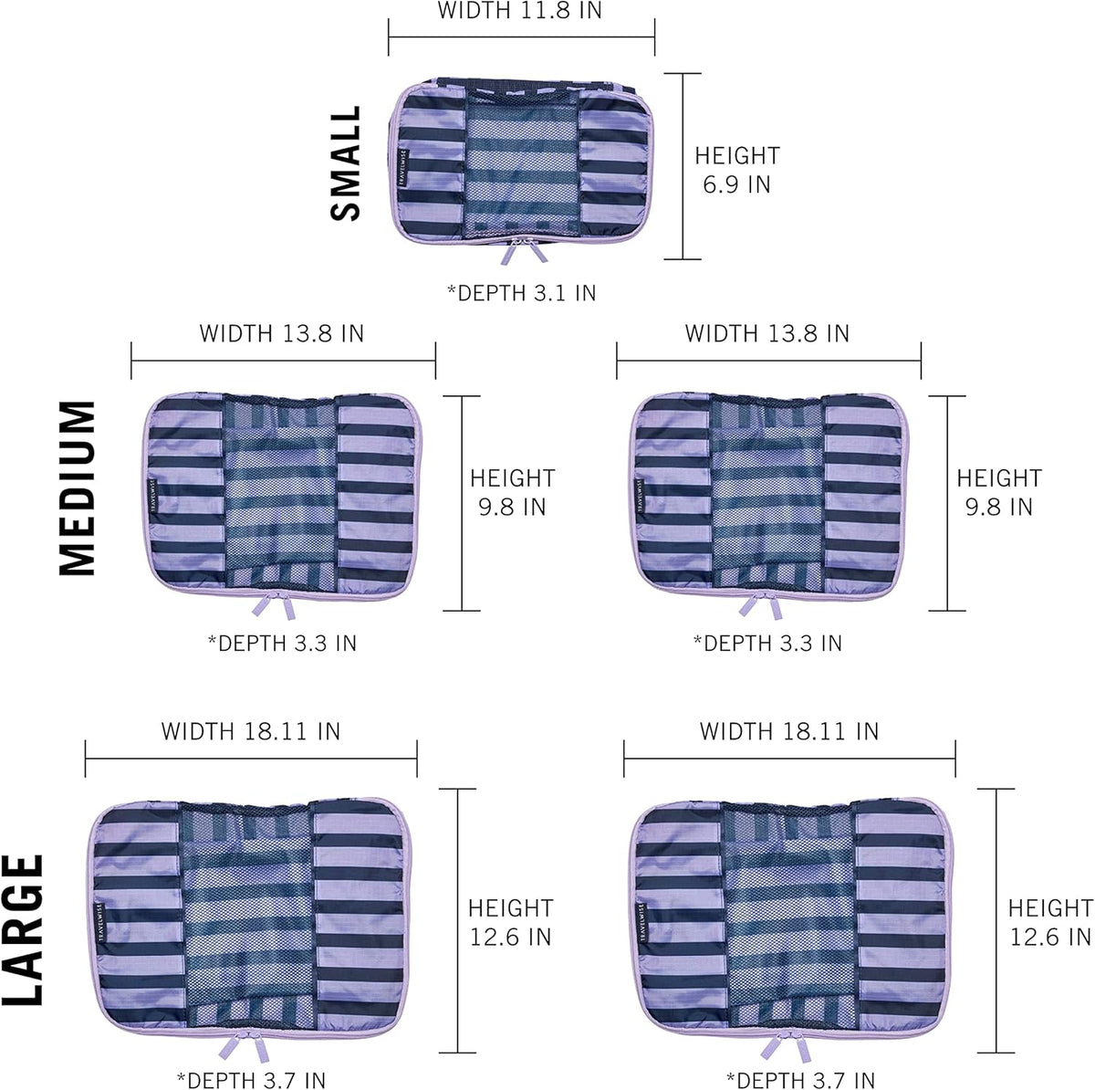 TravelWise Packing Cubes, Navy Stripes, Set (5262370)