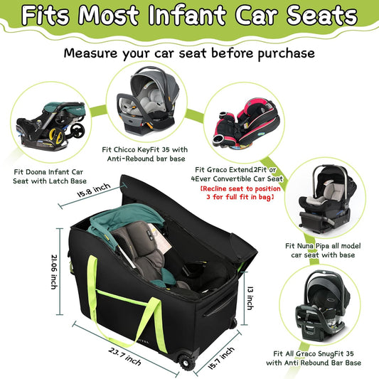 Baby Car Seat Travel Bag Fit Chicco Keyfit 35 and Anti-rebound Bar Base, Doona Car Seat Stroller and Base, Nuna Pipa Travel Bag, Infant Car Seat Bags for Air Travel, Doona Travel Bag