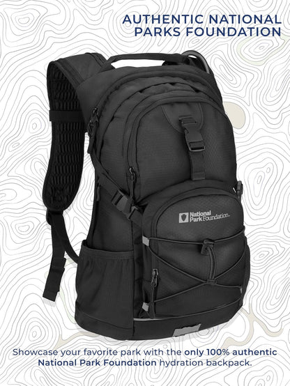 National Park Foundation 18L Hydration Backpack with 2 Liter Hydro Water Bladder Bag, Lightweight Daypack for Cycling, Hiking, Running, Climbing, for Men Women Kids