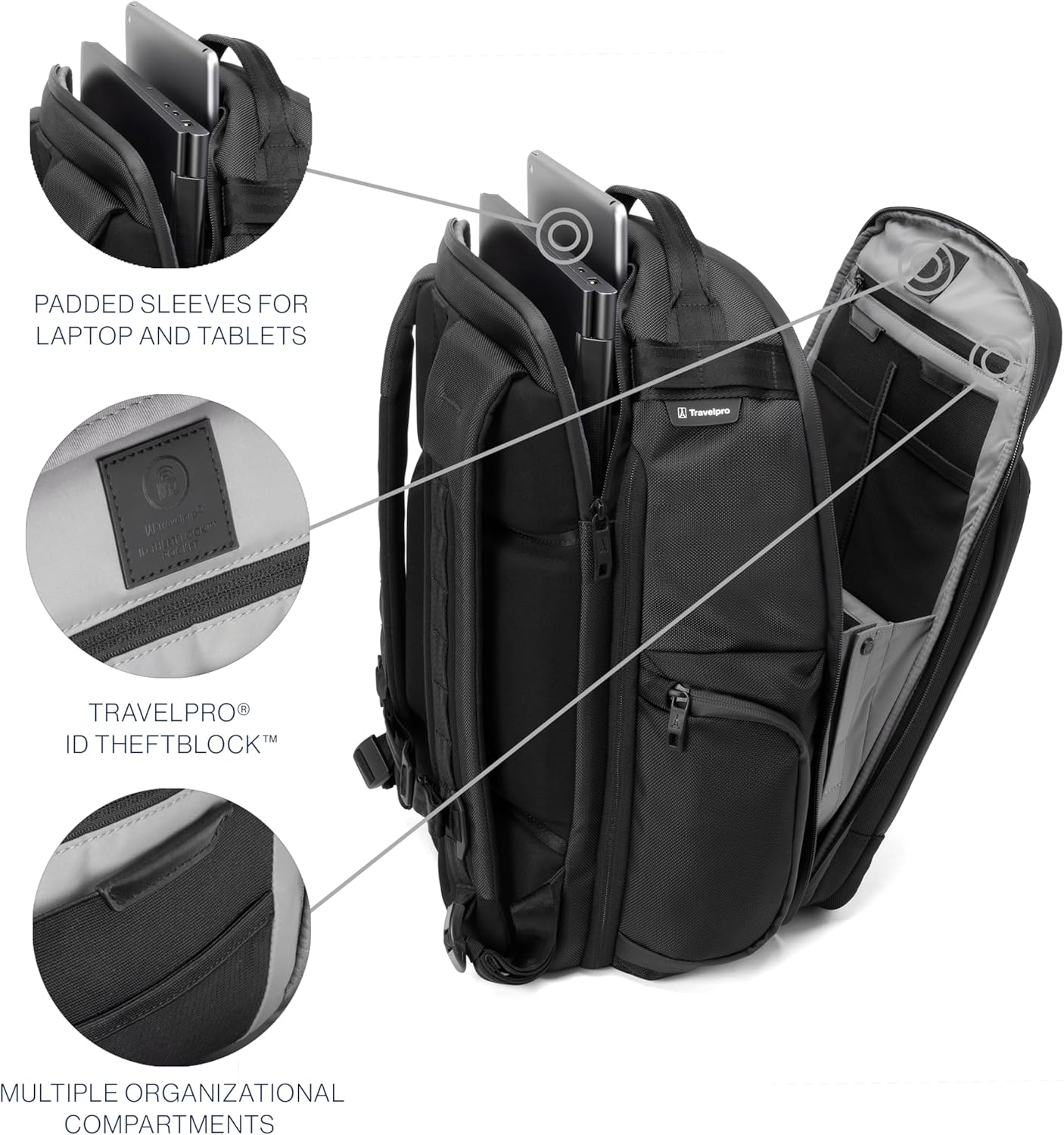 Travelpro Altitude Large Expandable Travel Laptop Backpack 30-36L, 16 Inch Laptop, Water Resistant, Work, Business, Men and Women, Falcon Grey