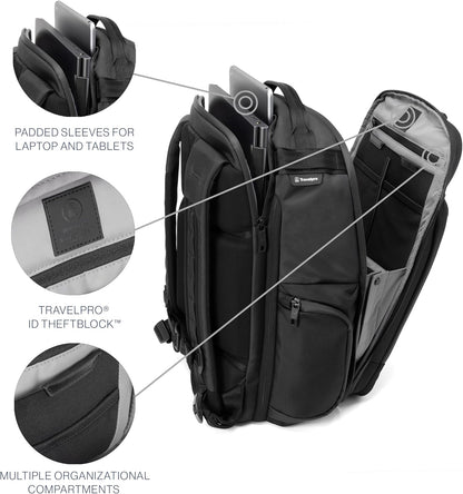 Travelpro Altitude Large Expandable Travel Laptop Backpack 30-36L, 16 Inch Laptop, Water Resistant, Work, Business, Men and Women, Falcon Grey