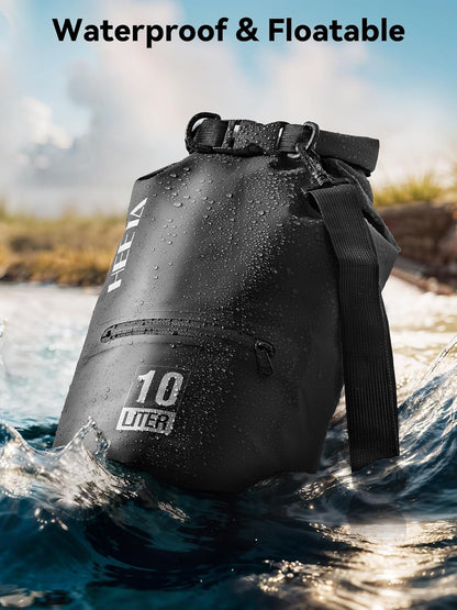 HEETA Waterproof Dry Bag with Front Zippered Pocket for Women Men, 5L/10L/20L/30L/40L Roll Top Lightweight Dry Storage Bag Backpack for Travel, Kayaking, Boating, Rafting, Camping, Hiking & Beach