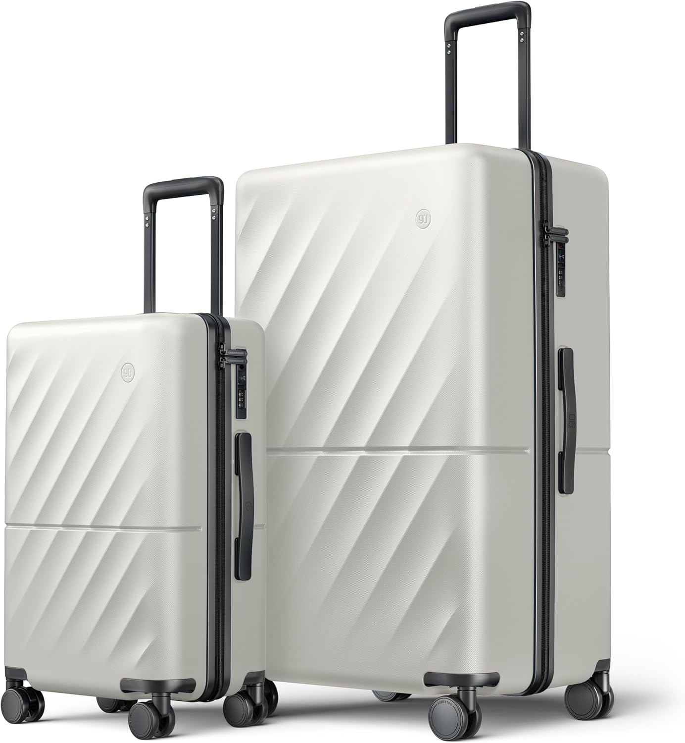 Luggage Sets 2 Piece, Carry On Luggage Airline Approved, Large Checked Trunk Luggage with Smooth Spinner Wheels, Hard Case PC Suitcase Sets, TSA Approved, 20in/29in (Pearl White, Hudson)