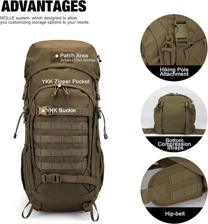 Mardingtop 50L Hiking Backpack,Backpacking Backpack with Rain Cover for Hiking,Backpacking,Rucking,Camping,Survival