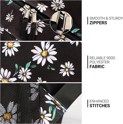 ZORFIN 26L Backpack for College, and Travel: Water Resistant Bookbag - Daisy Black