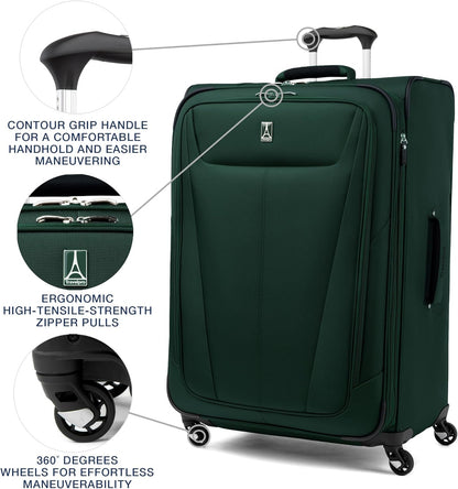 Travelpro Maxlite 5 Softside Expandable Checked Luggage with Spinner Wheels, Lightweight, 29-Inch — Forest Green