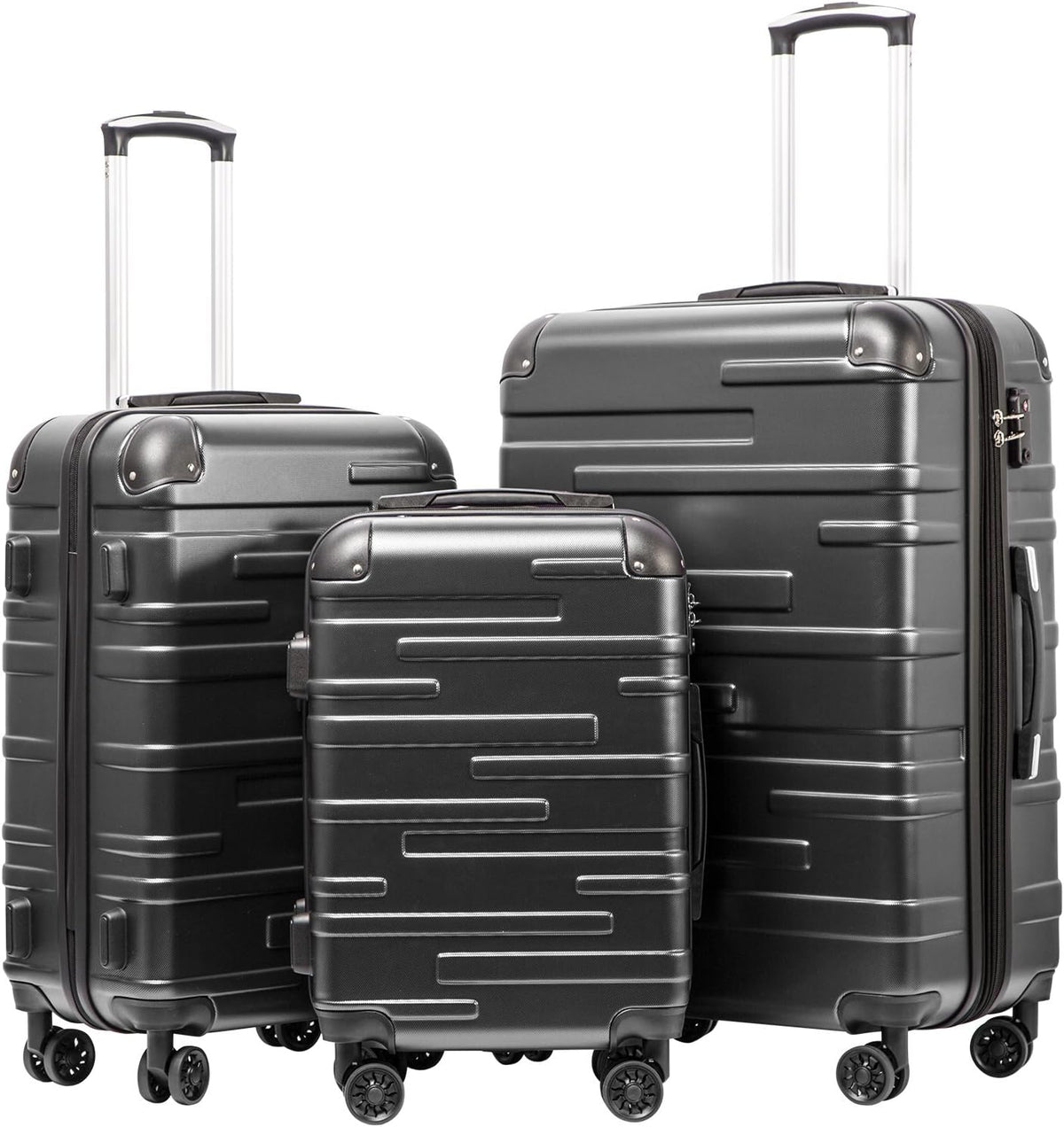 Coolife Luggage Expandable(only 28") Suitcase 3 Piece Set with TSA Lock Spinner 20in24in28in (reg grey)