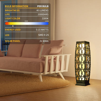 Solar Floor Lamp,Outdoor Floor Lamp,Solar Lanterns Outdoor Waterproof,Solar Powered Resin Wicker Lamp,Weather-Resistant Rattan Deck Light for Porch, Garden,Patio,Deck