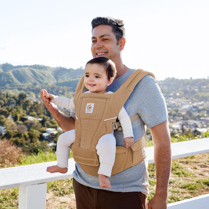 Ergobaby Alta 2-in1 Hip Seat and Carrier - All-Position Breathable Mesh Baby Carrier for 4 Months to 48 Months (12lbs - 45lbs) - SoftFlex™ Mesh - Camel Brown