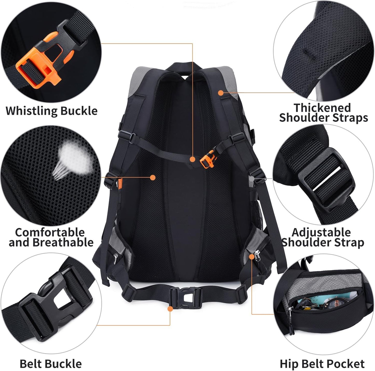 BOVIP 40L Hiking Backpack Waterproof Lightweight Daypack Travel Sports Camping Backpack for Men Women