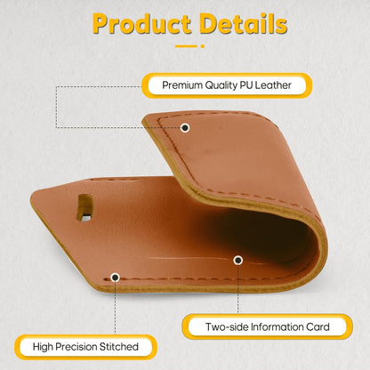 Travelambo Luggage Tags for Suitcases Faux Leather Privacy Protection 6 Pack Bag Tags Travel Accessories Essential, Yellowish Brown