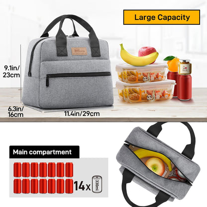 HOMESPON Insulated Lunch Bag for Women Men Lunch Box Cooler Lunch Tote for Work Picnic (Grey)