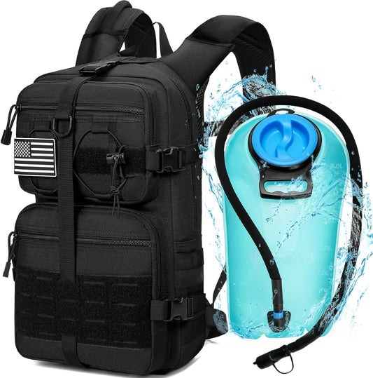 1050D Tactical Hydration Backpack with 3L TPU Water Bladder, Military Molle Water Backpack Perfect for Men & Women, Hydration Pack for Hiking, Biking, Running, Climbing, Hunting, Daily Use