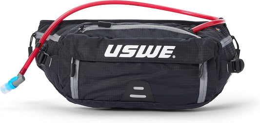 USWE Zulo Hydration Hip Pack - with Organizer and Side Pockets, Bounce Free Hip Belt (6L, Black)