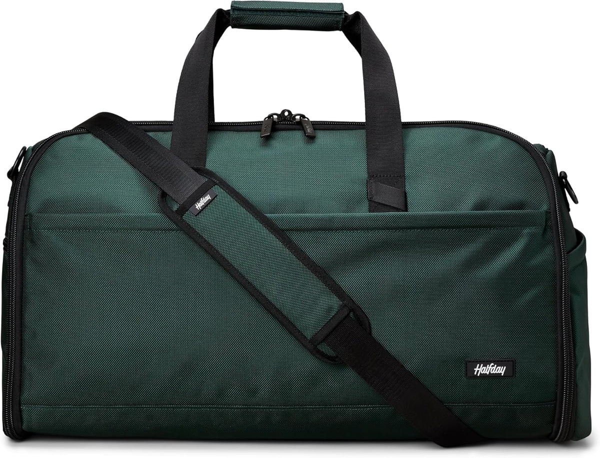 Halfday Convertible 2-in-1 Premium Garment Duffel Weekender Bag 45L | Wrinkle-Free Travel, Hanging Suit Compartment, Shoe Pockets, Trolley Sleeve. Balistic Nylon Carry-On, Palm