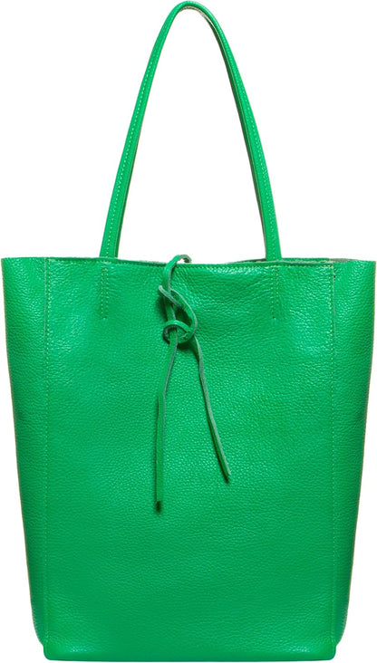 Italian Calf Leather Tote for Women with Zipper, Inner Pocket & Flat Base | Soft Unlined Shopper for Work & Travel