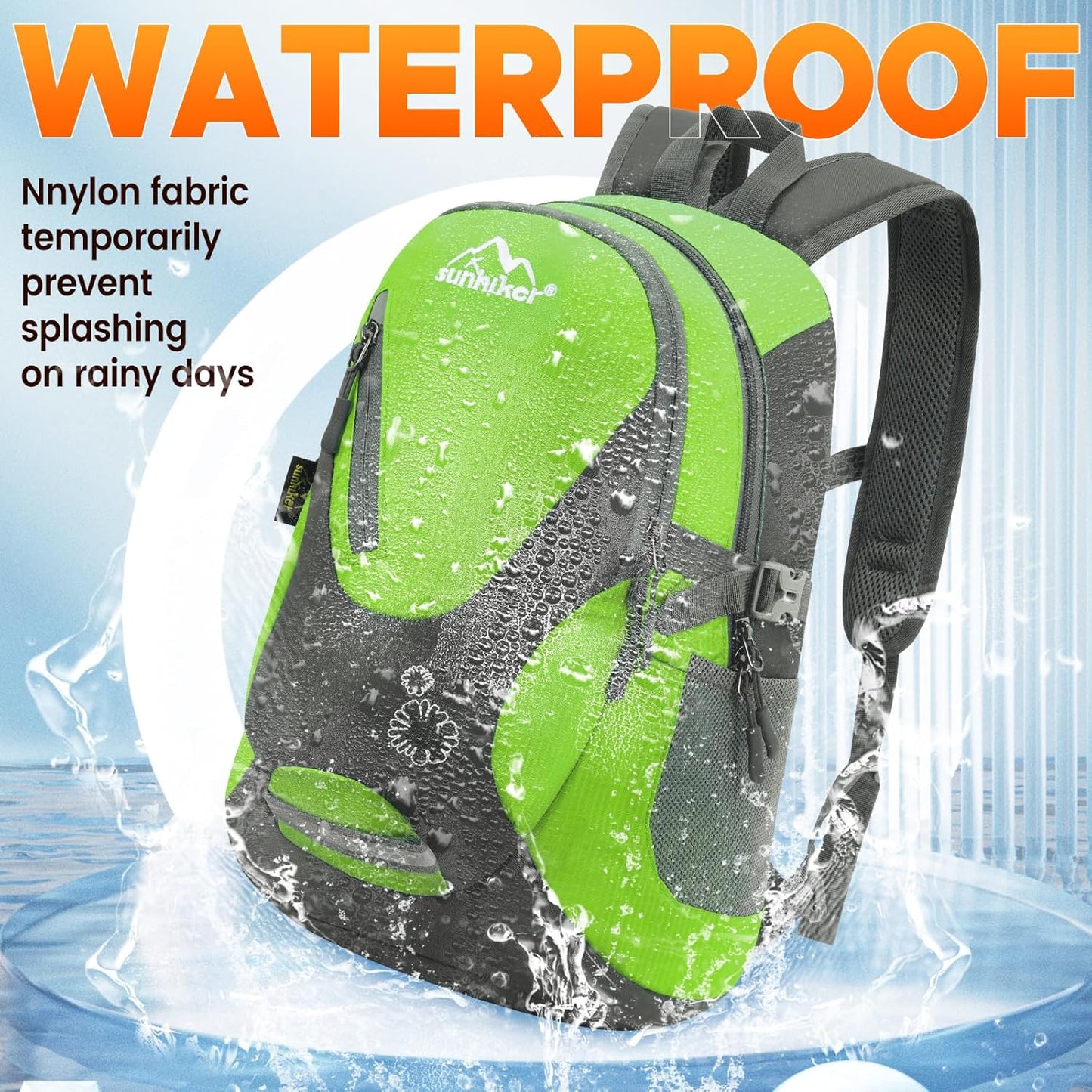 sunhiker Cycling Hiking Backpack Water Resistant Travel Backpack Lightweight SMALL Daypack M0714 (Green)