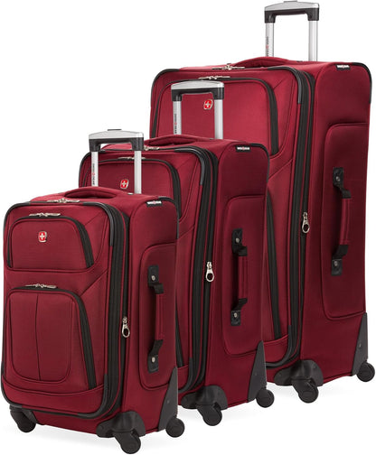SwissGear Sion Softside Expandable Roller Luggage, Burgundy, 3-Piece Set (21/25/29)