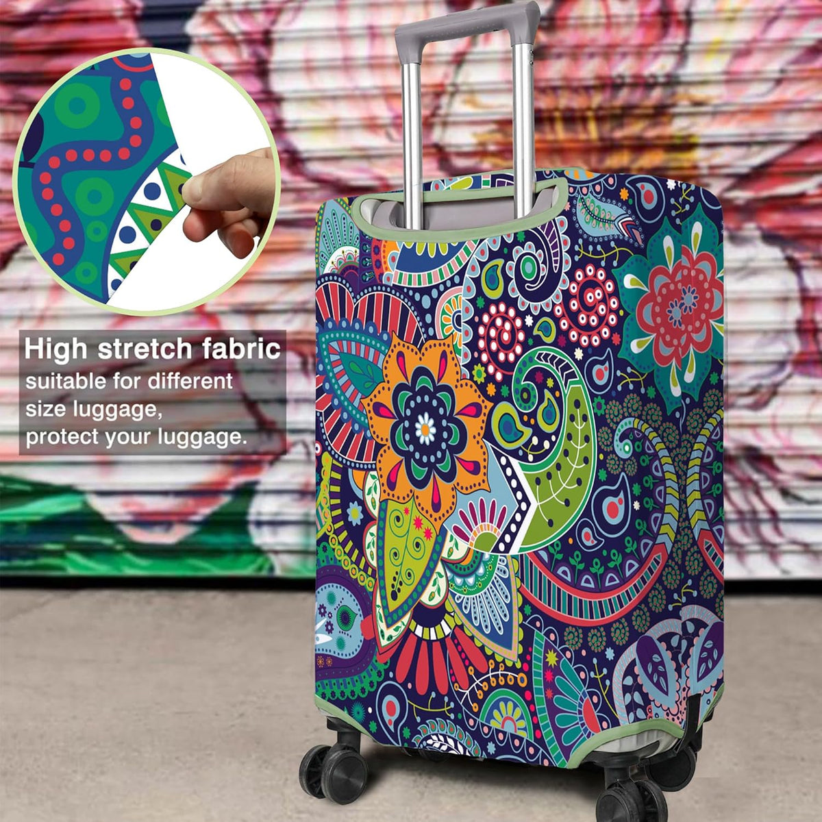 Travel Luggage Cover Suitcase Protector Fits 18-32 Inch Wheel Covers PatternedTravel Related Items Flower Luggage Protector Elastic M