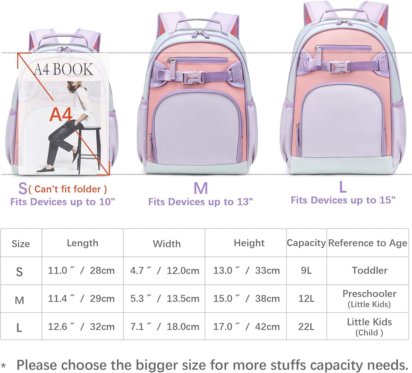 Cute Mini Toddler Backpacks for Girls 2-4 Little Kids Backpack preschool Bookbag (Purple Pink)