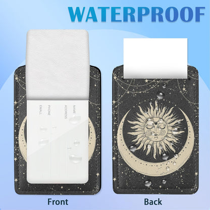 Boho Crescent Moon and Sun with Face Luggage Tags for Suitcases, 2 Pack Cute PU Leather Suitcase Tag Identifiers with Address Card for Baggage Tag