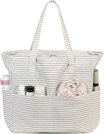 LEDAOU Beach Bag Waterproof Sandproof Women Tote Bag Pool Bag with Zipper for Gym Grocery Travel with Wet Pocket