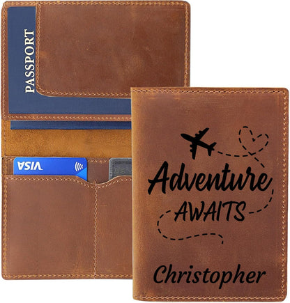 Personalized Leather Passport Holder, Custom Travel Wallet, Genuine Leather Passport Cover- Custom Engraved Passport Wallet, Wallet for Passports