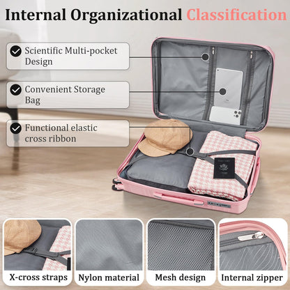 4-Piece Expandable Hardshell Luggage Set with TSA Lock (14/20/24/28) - Lightweight PP Suitcases, 360° Silent Spinner Wheels and Durable 100LB Handle for Air Travel (Pink)