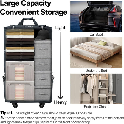 mixi Travel Bag with Wheels Expandable Foldable Luggage Bag Collapsible Rolling Travel Bag Duffel Bag Large Capacity Suitcase for Men Women, Dark Gray