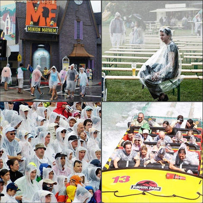 Rain Ponchos,with Drawstring Hood （10 Pack） Emergency Disposable Rain Ponchos Family Pack for Adults,Clear