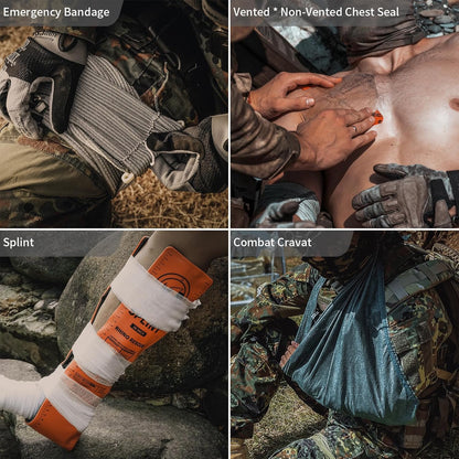 RHINO RESCUE IFAK Refill Kit 17Pcs with CAT Gen-7 Tourniquet, Emergency Tactical First Aid Kit Medical Supplies, IFAK Trauma Kit Combat Pack for Trauma Wound Care, Gunshot, Survival, Car & Camping