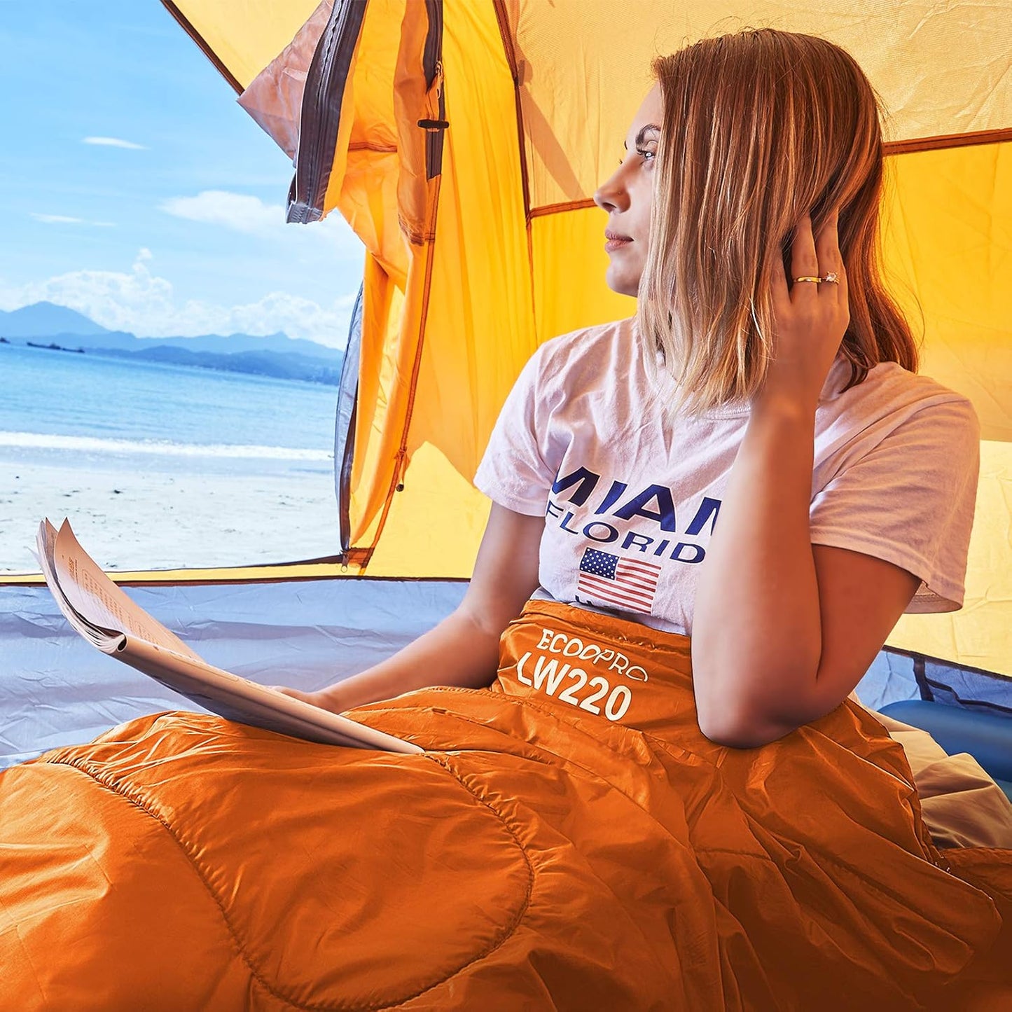 ECOOPRO Warm Weather Sleeping Bag - Portable, Waterproof, Compact Lightweight, Comfort with Compression Sack - Great for Outdoor Camping, Backpacking & Hiking-83 L x 30" W Fits Adults