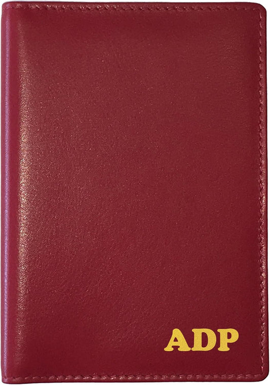 Personalized Monogrammed Red Leather RFID Passport Wallet