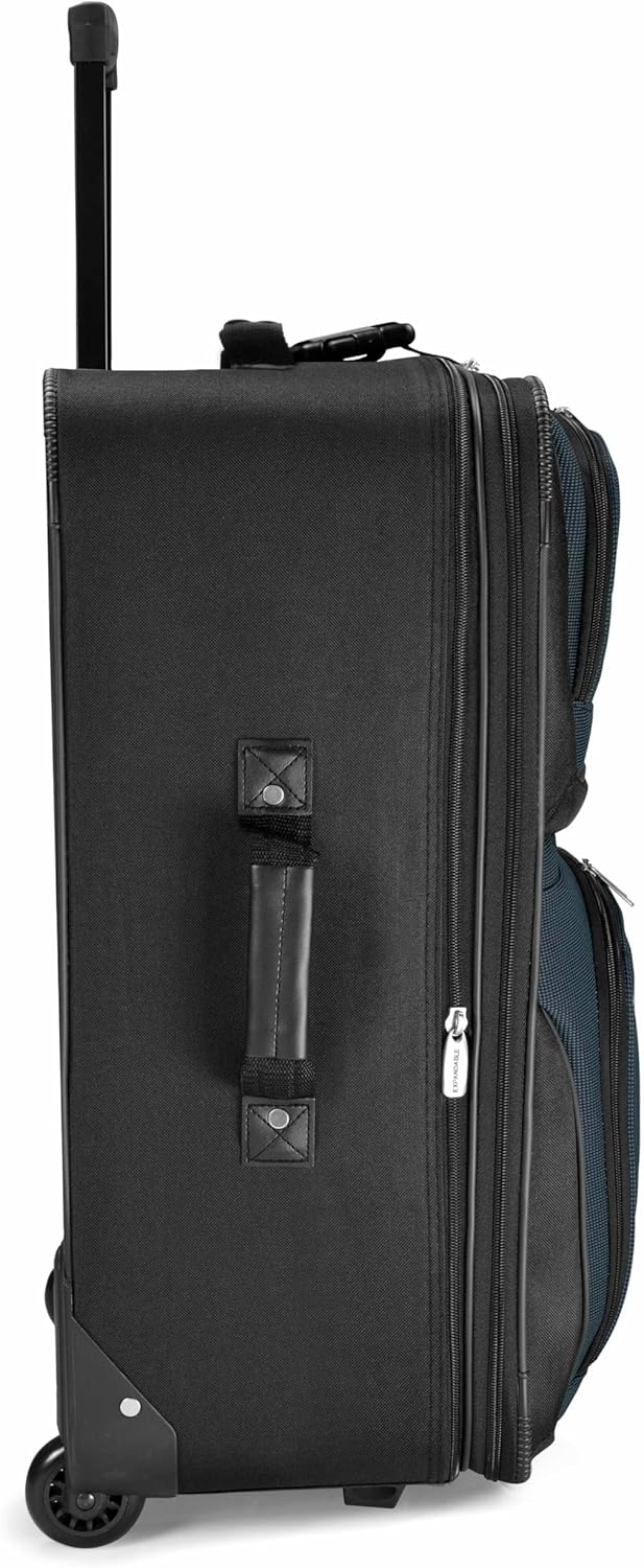 Travel Select Amsterdam 25-Inch Softside Expandable Rolling Upright Luggage, Lightweight 2-Wheel Suitcase with Push-Button Handle, Navy