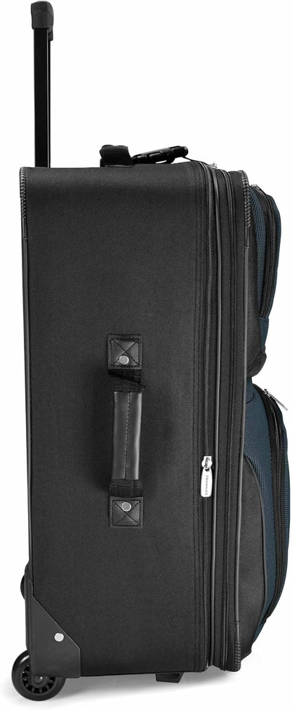 Travel Select Amsterdam 25-Inch Softside Expandable Rolling Upright Luggage, Lightweight 2-Wheel Suitcase with Push-Button Handle, Navy