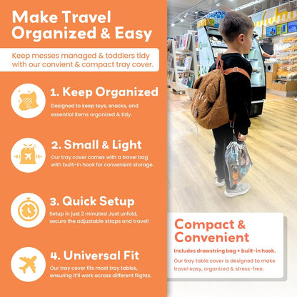 Airplane Tray Table Cover – Universal Fit & Easy Setup – Airplane Tray Cover Kids - Use in Buses, Trains, High Chairs I Plane Travel Essentials for Kids