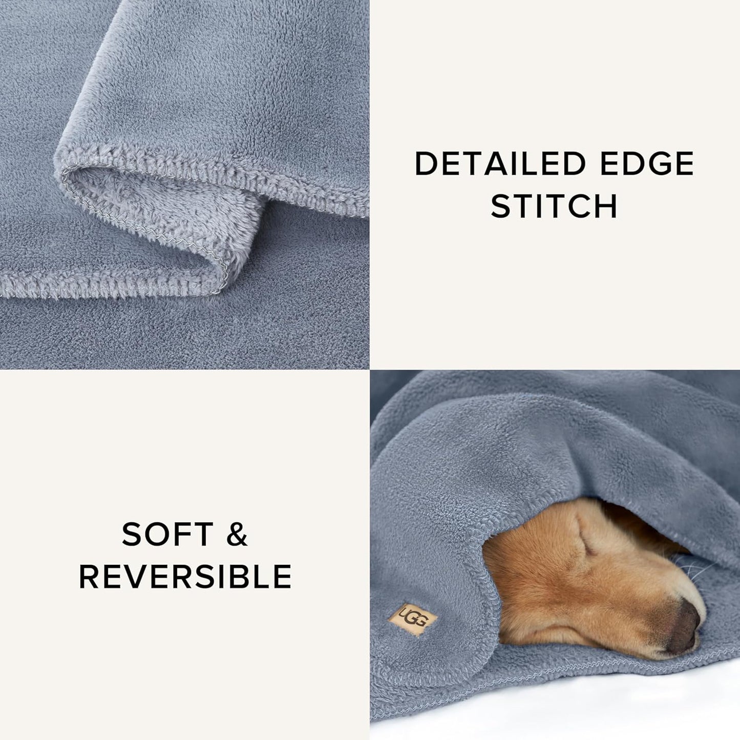 UGG Whitecap Plush Throw Blanket Fleece Lightweight Soft Cozy Throw for Couch or Bed Luxury Home Decor for Living Room Washable Hypoallergenic Blankets for Dorm Decor, 50-inch x 70-inch, Denim Blue