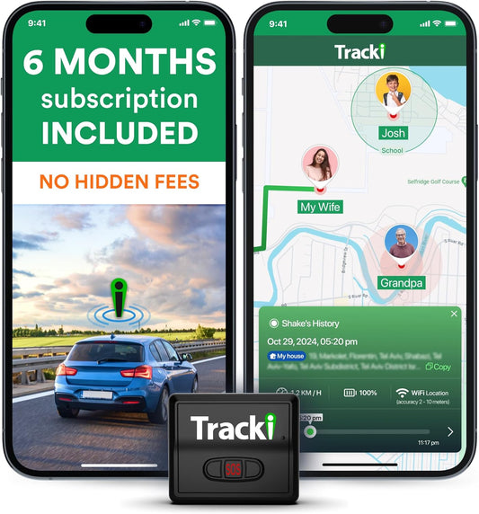 Tracki GPS Tracker for Vehicles, Car, Kids. Subscription Needed. US-Made Tech. 4G LTE GPS Tracking Device. Unlimited Distance, US & Worldwide. Small (Tracker) (Tracker 6-mo Subscription Incl.)