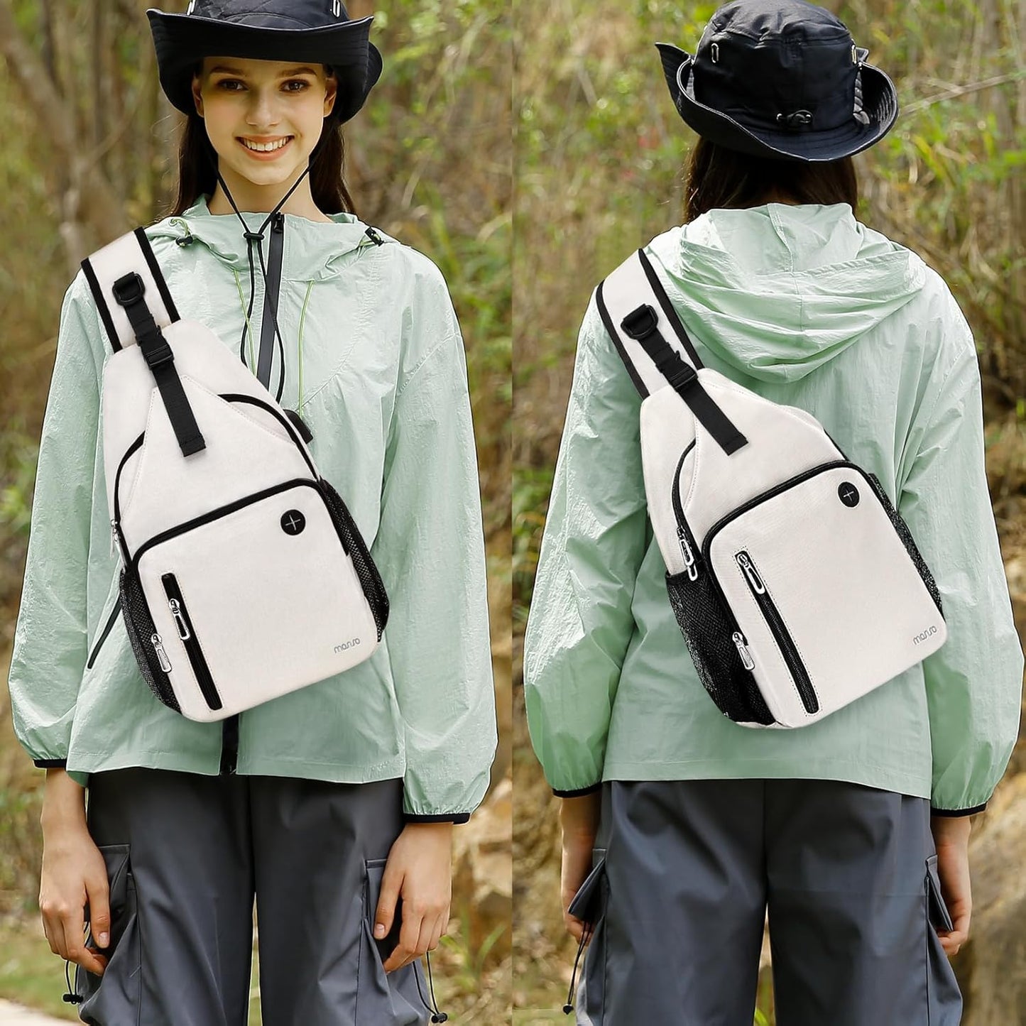 MOSISO Sling Backpack Bag, Crossbody Shoulder Bag Travel Hiking Daypack Chest Bag with Front Square Pocket&USB Charging Port