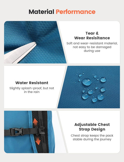 SKYSPER 16L Hiking Backpack Lightweight Small for Women Men, Foldable Packable Daypack - Travel Camping Backpack, Outdoor Hiking Bag (Blue)