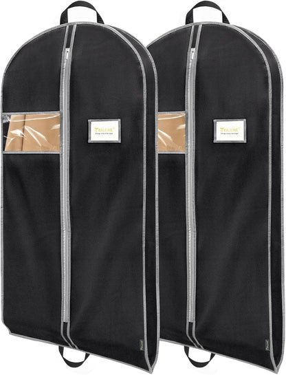 BALEINE 2PK Heavy Duty Garment Bag with Shoe Storage Travel Bag for Dresses, Suit, Coats Travel Essential (60", Black)