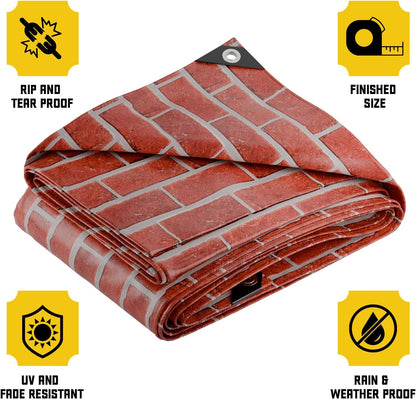 Core Tarps Extreme Heavy Duty 20 Mil Tarp Cover, Waterproof, UV Resistant, Rip and Tear Proof, Poly Tarpaulin with Reinforced Edges for Roof, Camping, Patio, Pool, Boat (Bricks/Black 20′ X 30′)