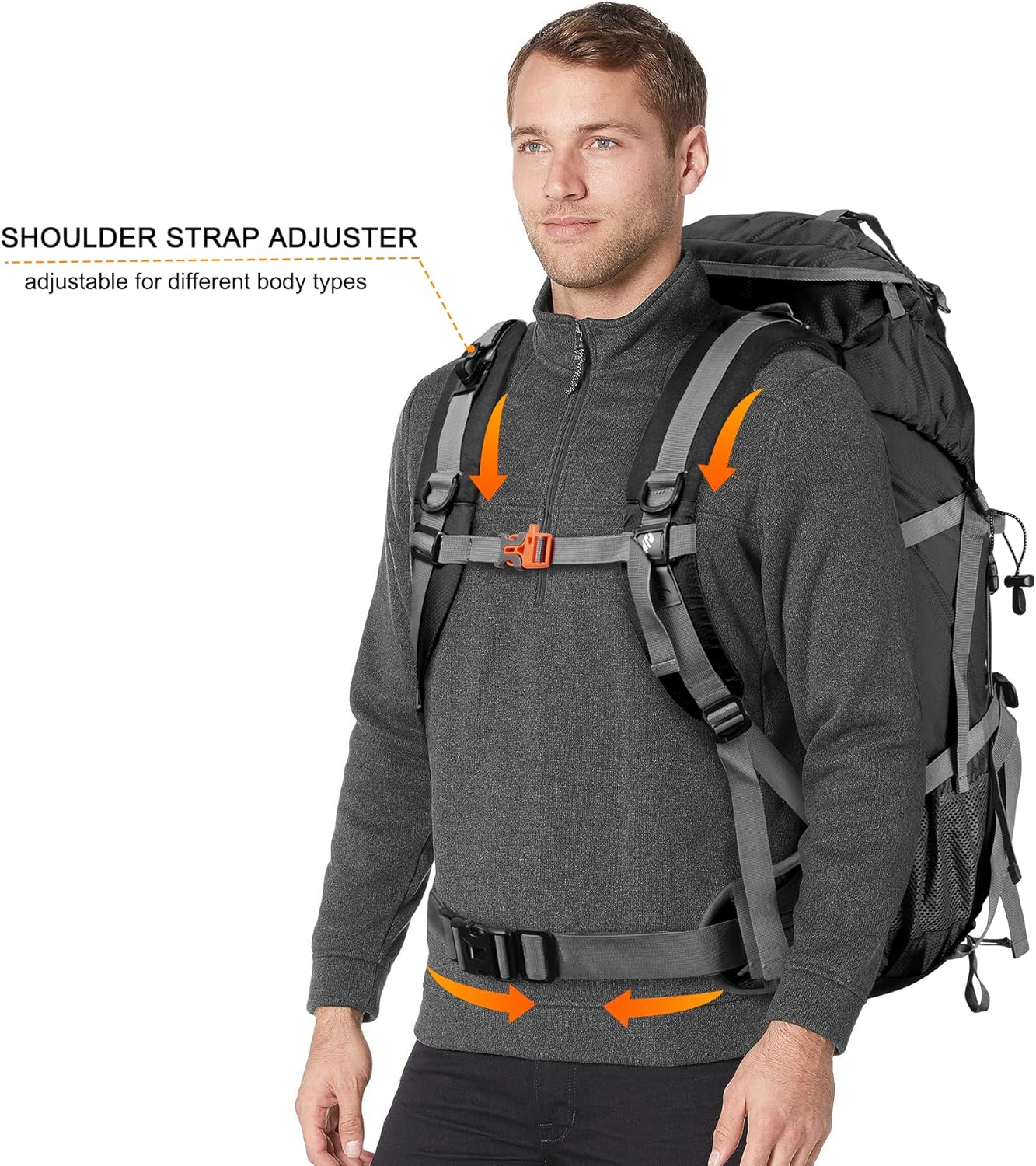 Loowoko 50L Hiking Backpack, Waterproof Camping Essentials Bag with Rain Cover, 45+5 Liter Lightweight Backpacking Back Pack