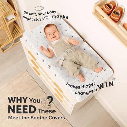 2-Pack Organic Changing Pad Covers for Girl, Boy, Neutral - 100% Cotton Changing Table Pad Cover, Soft Baby Nursery Diaper Changing Pad Sheets, Contour Changing Pads Liners, Change Pad Cover (Nordic)