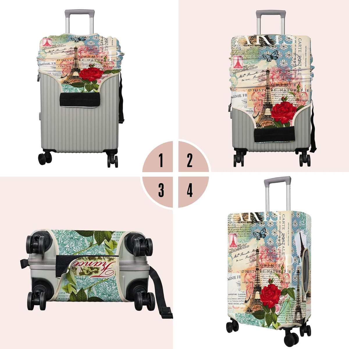 Travel Luggage Cover Suitcase Protector Fits 18-32 Inch Wheel Covers PatternedTravel Related Items Flower Luggage Protector Elastic XL
