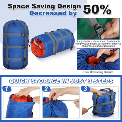 5 Pack Compression Stuff Sack 5 Assorted Size Sleeping Bag Stuff Sack Ultralight Sleeping Bag Cover Space Saving Gear for Travel Outdoor Camping Hiking Backpacking